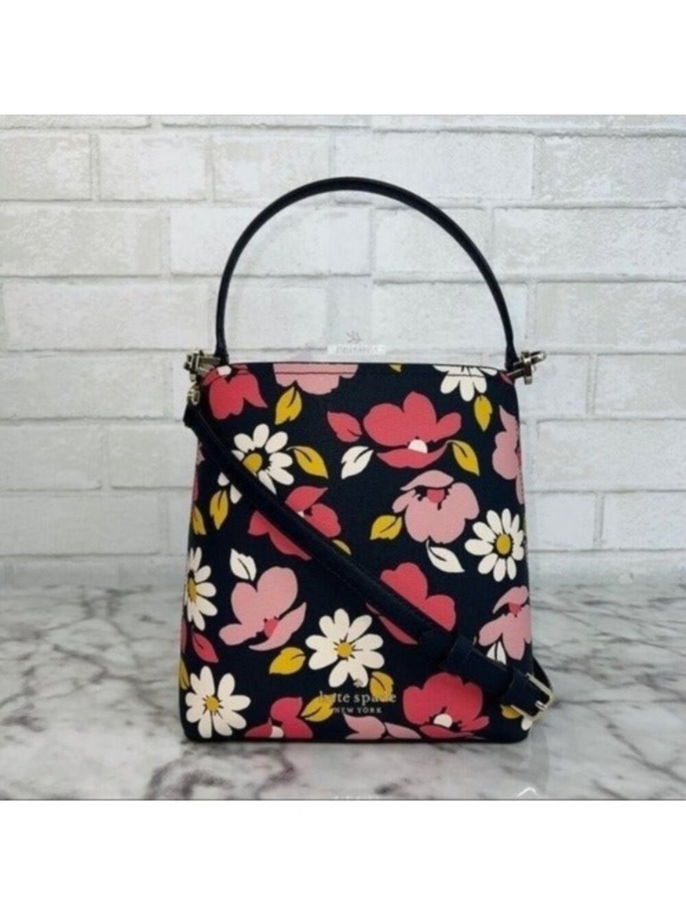 Kate Spade Darcy Road Trip Floral Bucket Bag Crossbody Blue Multi